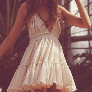 Free People 100 Degree Mini Cream Halter Dress Size S